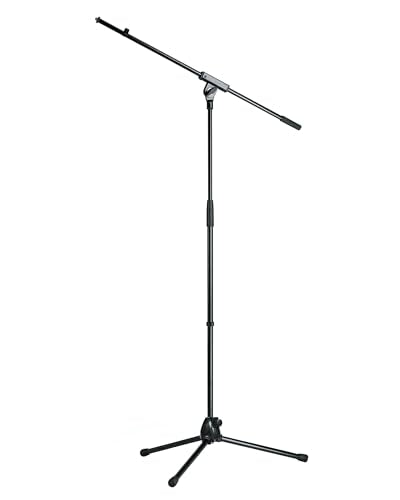 K&M - König & Meyer 21070.500.55 - Tripod Microphone Stand with Fixed Length Boom Arm - Professional Grade for All Musicians - Heavy Duty Folding Leg Base - German Made - Black - style: Black 21070.500.55