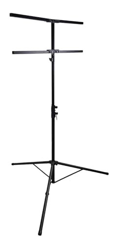 Rockville RVLS-F1 12FT Folding Lighting Tree Stand For 8 Lights, 110LB Capacity, 48" Foldable Lighting Mount Bar, Adjustable Height 95-142", Includes Mounting Hardware, for DJs and Events | Holds 8 PAR Lights, Steel Construction, 48" Double Bar, 20 lbs Po