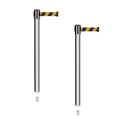 Montour Line MX630SK Retractable Belt Barrier Stanchions, Set of 2 - color: Black and Yellow Diagonal, size: 7.5 ft