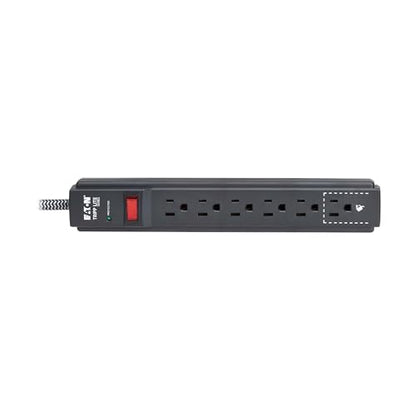 Eaton Tripp Lite Series 6-Outlet Surge Protector Power Strip, Flat Plug 25ft Braided Extension Cord, 1500 Joules, 15A Circuit Breaker, Lifetime Manufacturer's Warranty & $10,000 Insurance (TLP625DB) - size: 25ft Cord