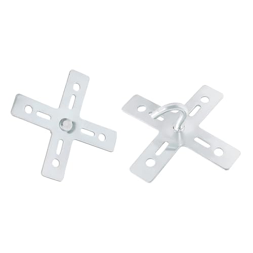 2PCS Light Fixture Ceiling Hook Kit Cross Slotted Metal Mounting Plate Fan Installation Bracket Load Capacity 17.64 lbs for Suspended Crystal Chandeliers
