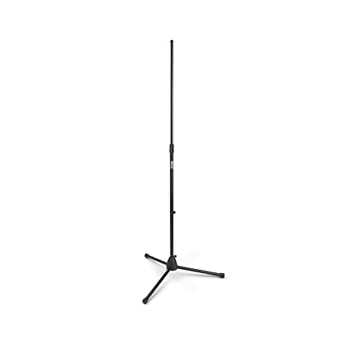 On-Stage MS7700B Tripod-Base Mic Stand (Setup for Vocal and Instrument Microphones, Adjustable Height, 5/8″-27 Threading, Portable, Folding, Nonslip Rubber Feet, Cable Clip, Steel, Black) | Adjustable Height. 5/8-27 Threading, Portable, Folding, Nonslip R