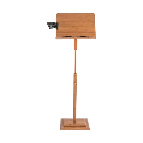 Sheet Music Stand & Desktop Book Stand with Phone Holder, Rotatable Music Book Holder Stand,Wooden Portable Sheet Music Table Stand Height Adjustable from 39.4-51.2in with Book Stand Support - color: 39.4-51.2in