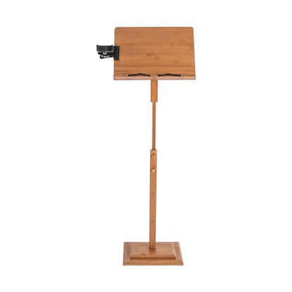 Sheet Music Stand & Desktop Book Stand with Phone Holder, Rotatable Music Book Holder Stand,Wooden Portable Sheet Music Table Stand Height Adjustable from 39.4-51.2in with Book Stand Support - color: 39.4-51.2in
