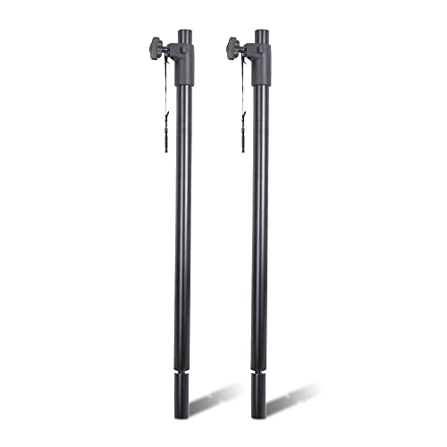 Sound Town 2-Pack Adjustable Height Subwoofer/Speaker Poles (35"-54") with M20 Threaded Lower End & 35mm Adaptor, 132 LB Load Capacity, Black (STSDA-ADM54B-PAIR) - size: Height-Adjustable (M20 & 35mm Adapters)
