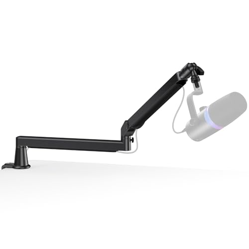 Low Profile Mic Arm Microphone Boom Arm Stand for Gaming Streaming Black