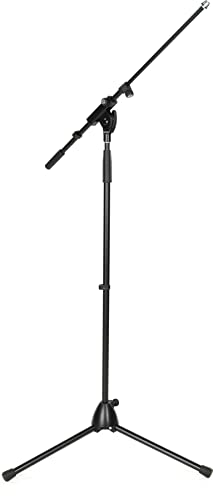 K&M König & Meyer 21075.500.55 Tripod Microphone Stand - Adjustable Telescoping 1-Piece Boom Arm - Professional Grade - Heavy Duty with Folding Leg Base - German Made - Black - style: Tall (35"-63")