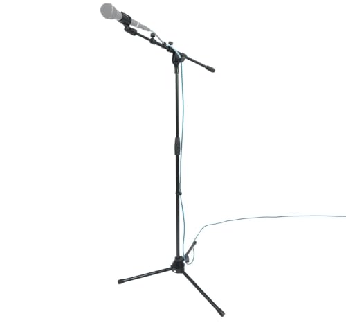 Rockville RVMIC1 V2 Pro Audio Tripod Microphone Stand, Telescopic Boom, All-Metal Joints, Steel, Universal, Perfect for Studio & Live Performances - style: Mic Stand