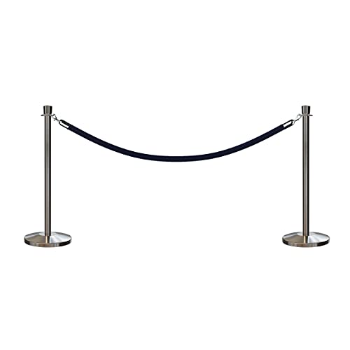 CCW Post and Rope Stanchion Kit, 2 Satin Stainless Steel Crown Top Posts - color: Dark Blue Rope, size: Satin Stainless Steel