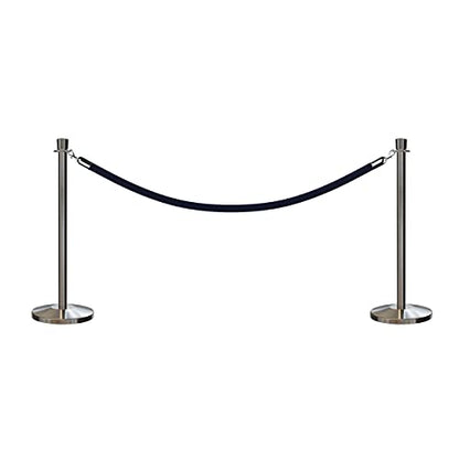 CCW Post and Rope Stanchion Kit, 2 Satin Stainless Steel Crown Top Posts - color: Dark Blue Rope, size: Satin Stainless Steel