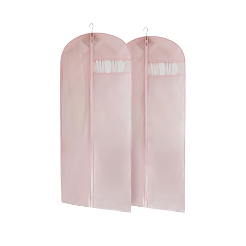 Suit Bag for Storage and Travel, 50"Garment Bags for Hanging Clothes,2Pcs | Transparent window, Easy to identify - size: Set of 2 (23.3'' X 50'') Pink