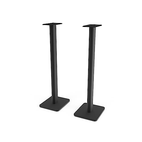 Kanto SP32PL Universal Speaker Floor Stands for Bookshelf Speakers | 32" Tall | Two Sizes Rotating Top Plate w/ Foam Padding | Carpet & Hardwood Feet | Hidden Cables | ¼”-20 Mounting | Pair | Black - color: Black, size: 32 inches