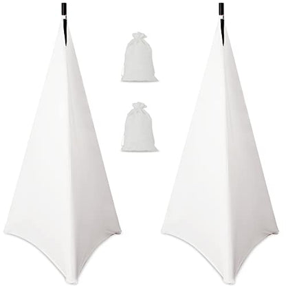 AKOZLIN Speaker Stand Cover with 360 Degree Tripod Stand Skirt Skrim Stretchable Lycra Fabric Covers with Free Storage Bag TWO PACK White - color: White-Two pack