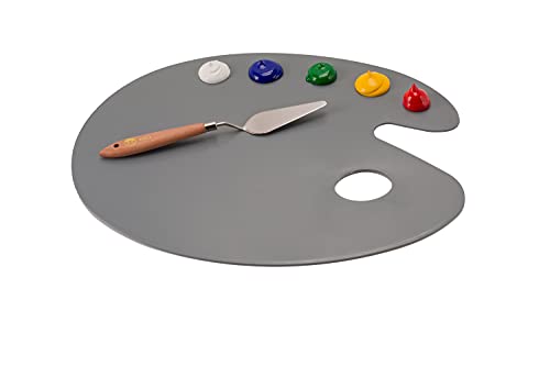 Soho Urban Artist Neutral Gray Artist Paint Palette - Oval Arm Easy Clean Up Palette for Acrylics, No Stains and Paint Peels Off Once Dried - 11.75" x 15.75" - size: 11.75"x15.75"