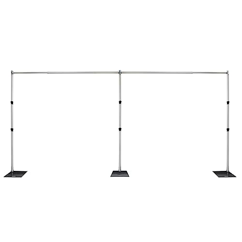 Pipe and Drape Backdrop Photobooth Wedding Party Convention Tradeshow Kit Framework ONLY (10x20ADJ (18"x18" Base)) Upgraded Version - size: 10x20ADJ (18"x18" BASE)