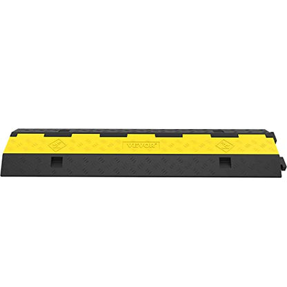 VEVOR Cable Protector Ramp, 5 Packs 2 Channels Speed Bump, Rubber Modular Humps Rated 11000 LBS Load Capacity, Protective Wire Cord Ramp Driveway Rubber Traffic Speed Bumps Cable Protector | Traffic Speed Bump, Modular Interlocking Connection, Protective