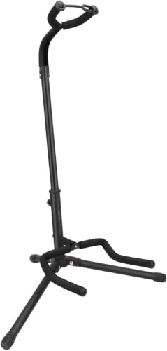 Amazon Basics Height Adjustable Foldable Guitar Stand with Secure Support, Padded Non-Slip Floor-Stand for Acoustic, Electric, Bass and Banjos, Portable Display-Stand, Black (Pack of 10) - size: (Pack of 10)
