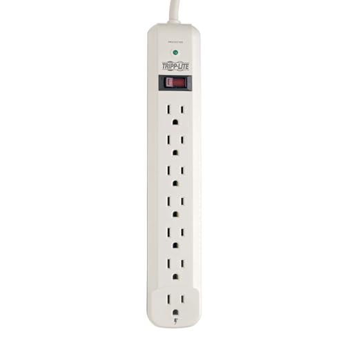 Tripp Lite 7 Outlet Surge Protector Power Strip, Extra Long Cord 25 ft., 1080 Joules, Lifetime Limited Warranty & $25K Insurance (TLP725) Light Gray - style: 25ft Cord