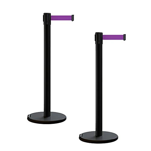 Trafford Industrial RBB-100 Retractable Belt Barrier Stanchions, 2-Pack - color: Purple, size: 7.5 ft