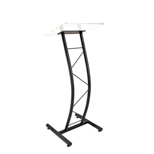 Kingdom Curved Metal Lectern with Acrylic Top, Stainless Steel Lectern Body and Clear Acrylic Top - Striking and Elegant for All Spaces - size: Design 05