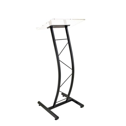 Kingdom Curved Metal Lectern with Acrylic Top, Stainless Steel Lectern Body and Clear Acrylic Top - Striking and Elegant for All Spaces - size: Design 05