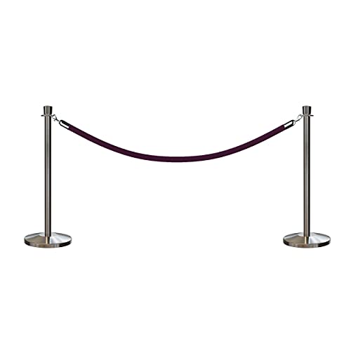 CCW Post & Rope Stanchion Kit with 2 Satin Stainless Steel Crown Top Posts - color: Purple Rope, size: Satin Stainless Steel