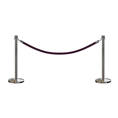 CCW Post & Rope Stanchion Kit with 2 Satin Stainless Steel Crown Top Posts - color: Purple Rope, size: Satin Stainless Steel