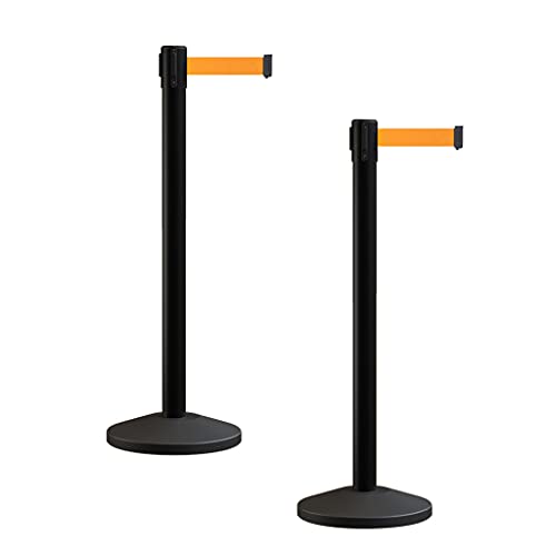 Crowd Control Warehouse RBB-100 Retractable Belt Stanchion Barriers, 2 Pack - color: Fluorescent Orange, size: 7.5 Foot