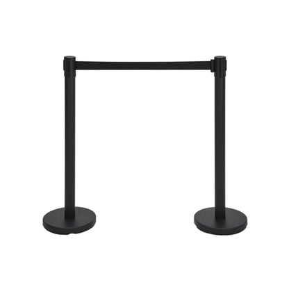 Crowd Control Stanchion Set, Black Stanchions with 6.6 ft Retractable Belts, Crowd Control Barriers, 2 Pack