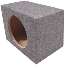 15" Sealed Subwoofer Box Rear Angle Single 15 Sub Enclosure 5/8" MDF - ASC | Empty 15 inch woofer cutout, air-tight bass loading, slant-back panel clears seats and cargo, dense wood build, carpet finish