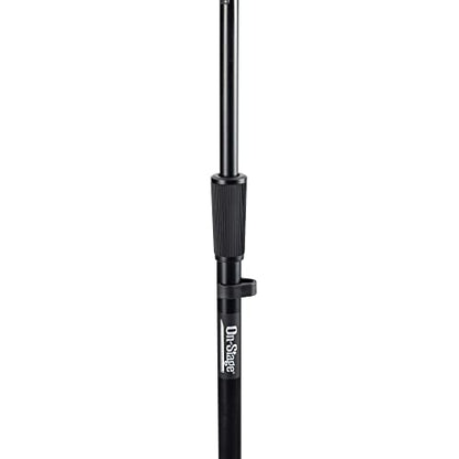On-Stage MS9701B+ Heavy-Duty Euro-Boom Mic Stand (Setup for Vocal and Instrument Microphones, Adjustable Height, Portable, Folding, Tripod Base, Rubber Feet, Steel and Zinc, 5/8″-27 Threading, Black)