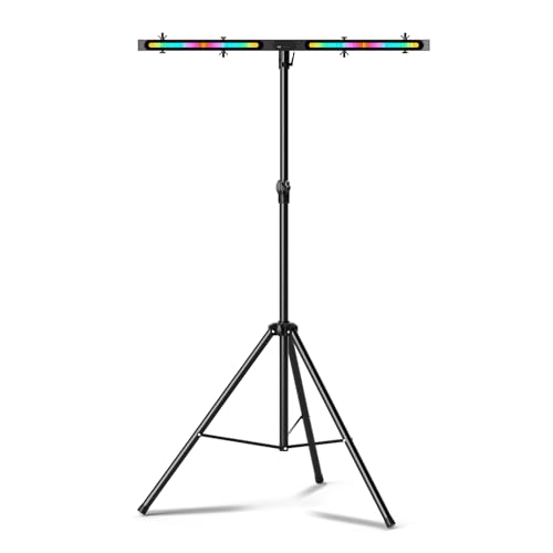DJ Lights Stand, Heavy Duty DJ Stand T Bar with Light, 55-100 Inch Portable Par Can Tripod Stage Light Stand Adjustable Height, 12 in 1 RGB Rechargeable T-Bar for Stages, Banquet, Party - size: 1 Pack Square T Bar with light