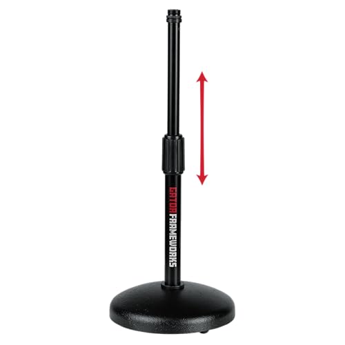 Gator Frameworks Desktop Mic Stand with Weighted Round Base (GFW-MIC-0501) | 5" weighted round base reduces movement and vibration. Adjustable Height. Great for podcasts, live streams, or meetings. - size: 5", style: Weighted Base - Adjustable Height