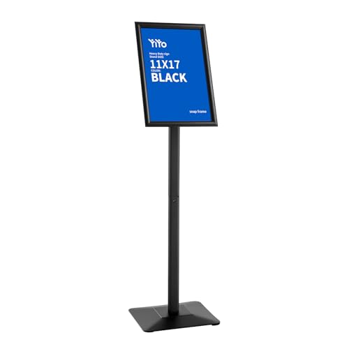 YIYO Sign Stand Poster Stand，adjustable heavy duty pedestal Sign Holder Floor Stand，aluminium frame floor standing for display11*17 inch，Black (11*17 Black)