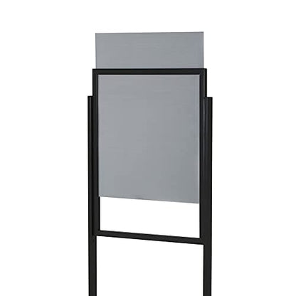 M&T Displays Metal Eco Info Board, Black 18x24 Inches Slide-In Poster Sign Holder 1 Tier Double Sided Floor Standing Pedestal Advertising Display with Backing and Anti-Glare PET Cover - color: Black, size: 18x24