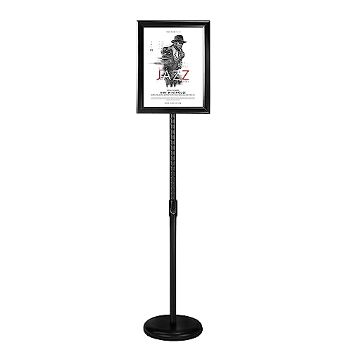 IN WHICH BAY-Adjustable Heavy Duty Poster Sign Holder Stand Floor Sign Stand Aluminum Snap Open Frame for 8.5 x 11 inches both Vertical and Horizontal view Displayed Used for Living and Business(Black)