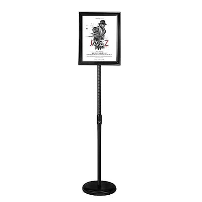 IN WHICH BAY-Adjustable Heavy Duty Poster Sign Holder Stand Floor Sign Stand Aluminum Snap Open Frame for 8.5 x 11 inches both Vertical and Horizontal view Displayed Used for Living and Business(Black)