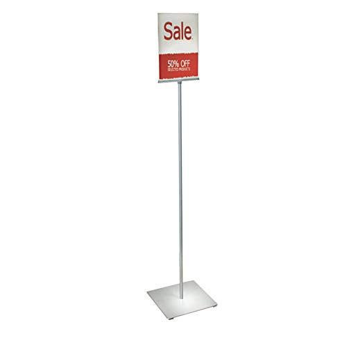 Azar Displays 300863 8.5" W x 11" H Double-Sided Frame Sign Holder Stand - with Non-Adjustable Pole, Sign Stand with Base - Indoor & Outdoor Sign Holder for Hotels, Restaurants Poster Holder