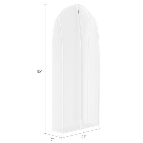 Zilink Garment Bags for Fur Coat Suit Bags for Closet Storage 50 in, White | 7 in Gussted, Wrinkle Free, Breathable, Silky Suit Dust Covers for Hanging Clothes for Leather Clothing Fur Coat Dress, 4Pack - size: 50"-4pack