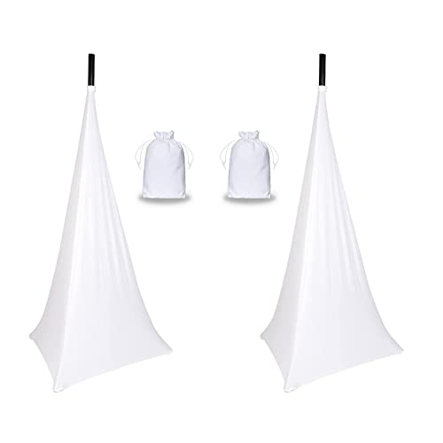 Speaker Stand Cover Tripod Stand Skirt, DJ Speaker Stand Tripod Cover Scrim 360 Degree Coverage (White-Two Pack) - color: White-Two Pack