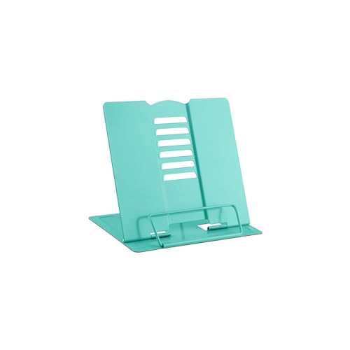 MSDADA Small Desk Book Stand Metal Reading Rest Book Holder (Light Green) | Adjustable Cookbook Documents Holder Portable Sturdy Bookstands for Recipes Textbooks Tablet Music Books - color: Light Green
