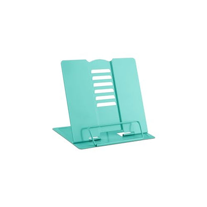 MSDADA Small Desk Book Stand Metal Reading Rest Book Holder (Light Green) | Adjustable Cookbook Documents Holder Portable Sturdy Bookstands for Recipes Textbooks Tablet Music Books - color: Light Green