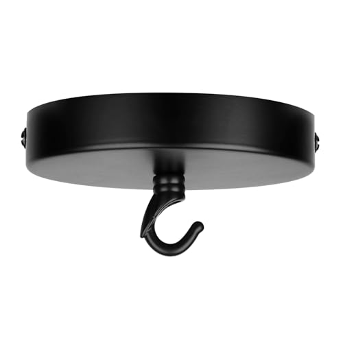 Helunsi Ceiling Canopy Kit, Black Chandelier Pendant Light Canopy Kit, 4-3/4 Inch Ceiling Light Cover Plate with DIY Lamp Hook, Hanging Lamp Fixture Plate Base - Rated 20lbs - color: Black
