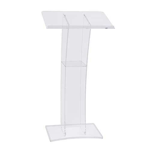 Acrylic Podium 23.62 x 15.74 Inch Transparent Podium Stand Clear Church Lectern Portable Detachable School Lectern for Speeches, Opening Ceremonies Reception Event (23.62 x 15.74 Arcuate, inches)