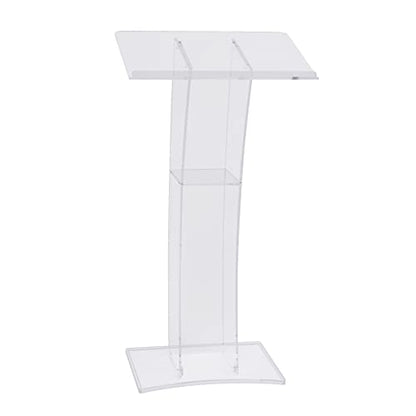 Acrylic Podium 23.62 x 15.74 Inch Transparent Podium Stand Clear Church Lectern Portable Detachable School Lectern for Speeches, Opening Ceremonies Reception Event (23.62 x 15.74 Arcuate, inches)