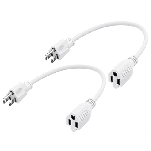 [ETL Listed] Cable Matters 2-Pack 16 AWG 13A Power Extension Cord, 1ft - color: White, size: 1 Foot, style: 2-Pack