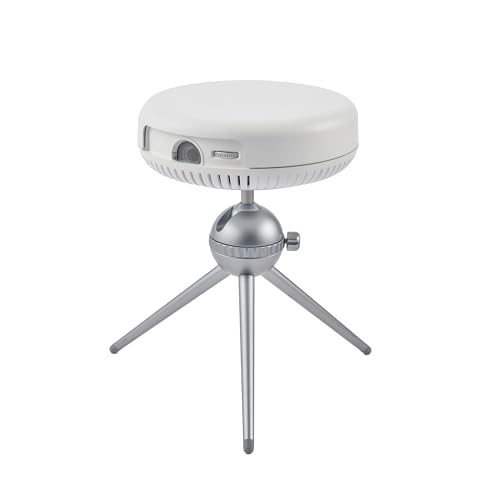 iSpace2 Smart Mini Projector, 1080P Portable Projector with WiFi and Bluetooth, 360° Bluetooth Speaker, Tripod Included, Android 9.0 Rechargeable Pocket Projector for Outdoors Indoor Use (White) - color: White