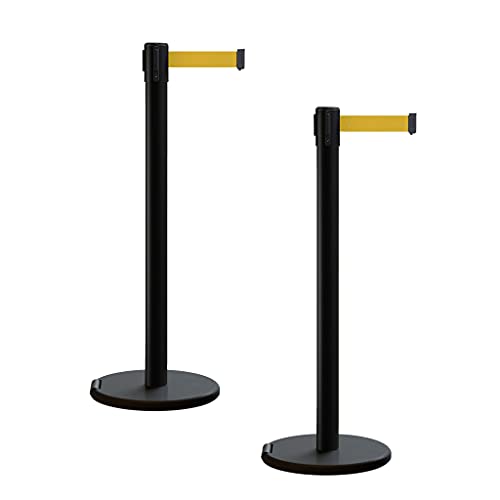 Trafford Industrial RBB-100 Retractable Belt Barrier Stanchions, 2-Pack - color: Yellow, size: 7.5 ft