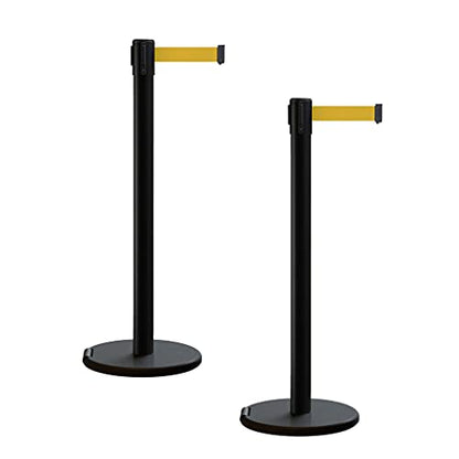 Trafford Industrial RBB-100 Retractable Belt Barrier Stanchions, 2-Pack - color: Yellow, size: 7.5 ft