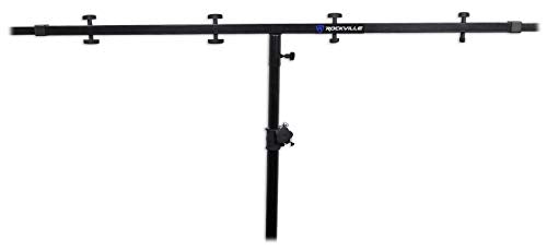 Rockville RCS52 Universal Adjustable Lighting Cross Bar Stand, 5-7.5 ft, 66 lbs Capacity, Steel Construction, Easy Setup, Compact Design, for DJs and Stage Lighting | Steel Telescopic T-Bar, Holds 6 Par Cans, 66 Lb Capacity, 35mm Mount, Pre-Attached Bolts